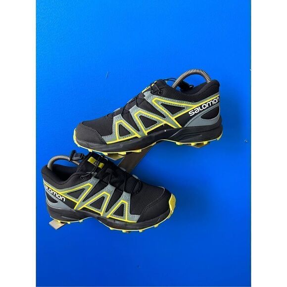 Salomon Speedcross Vario Black Yellow Mens Trail Running Shoes Sneaker Size 5 - Picture 2 of 9